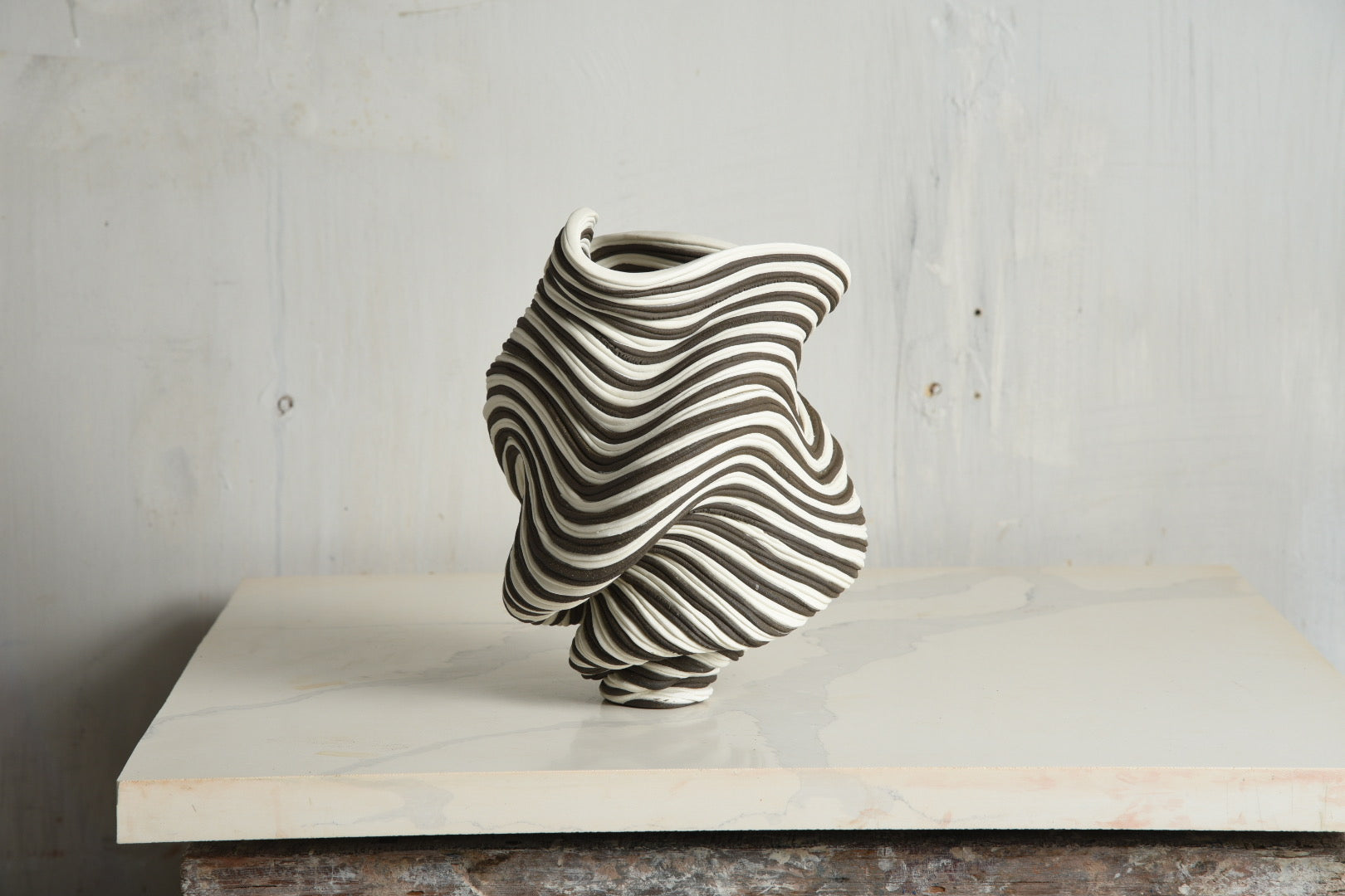 10” Black and White Vase