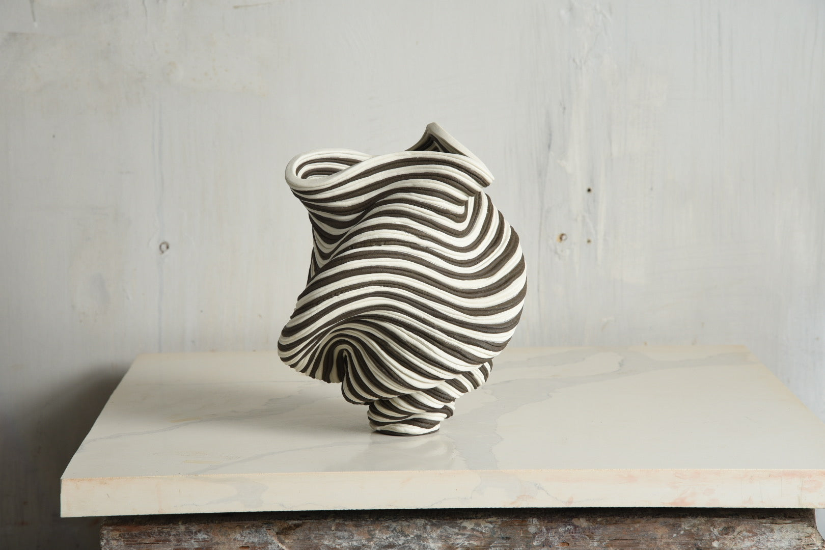 10” Black and White Vase