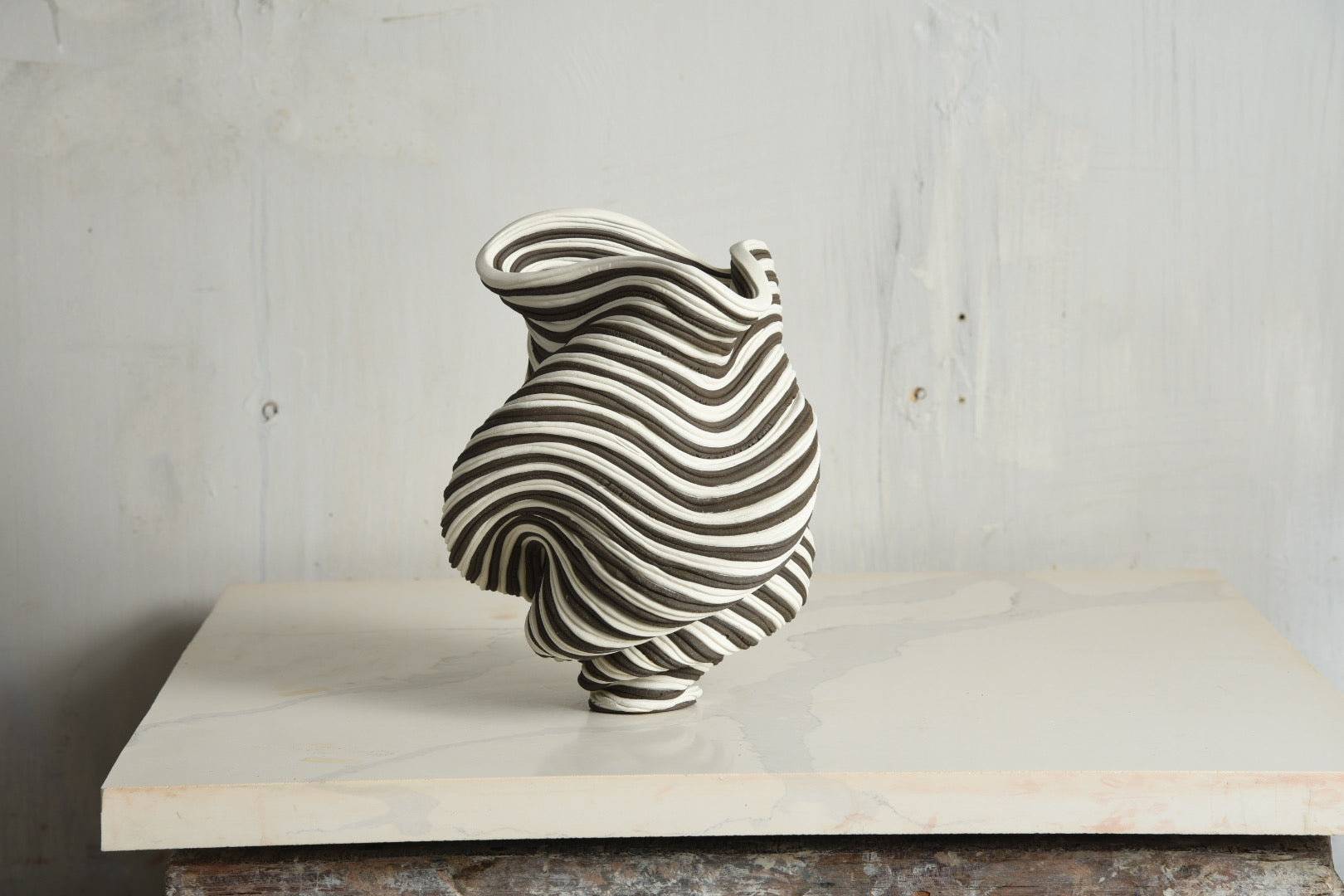 10” Black and White Vase